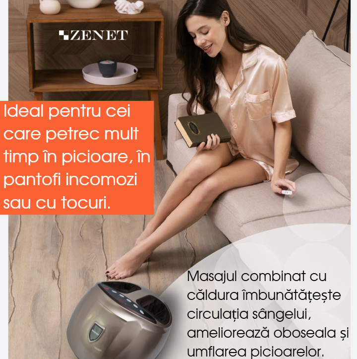 Masajer 3D Shiatsu pentru picioare ZENET 762 cu funcție de încălzire